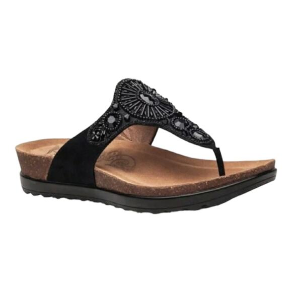 Dansko Women's Pamela Black Jewelled Beaded Slip On Comfort Thong Sandal 8.5 - Picture 1 of 11